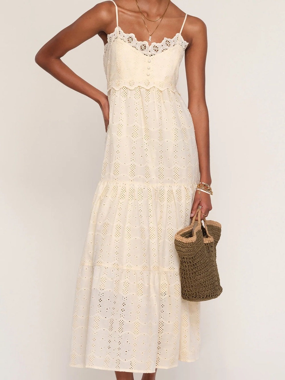 Heartloom Annie Eyelet Maxi Dress Ecru NWT - Picture 2 of 13